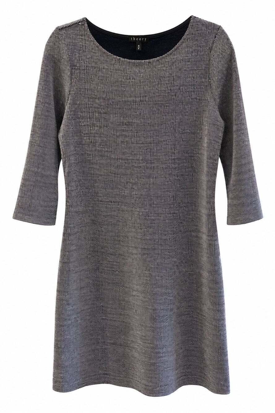 Theory Women's Tweed Cotton 3/4 Sleeve Round Neck Formal Dress (Size M) - Picture 2 of 6